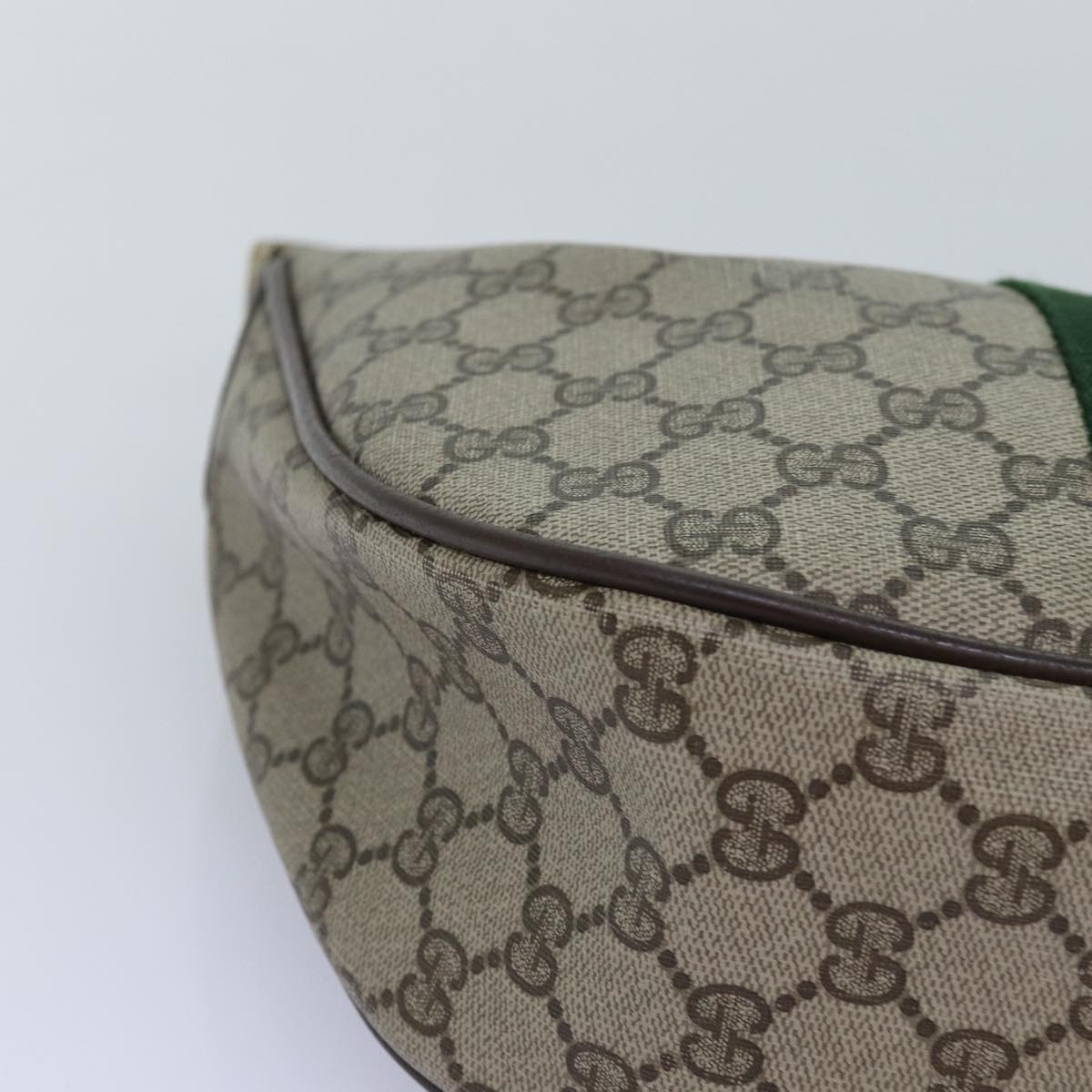 GUCCI GG Supreme Web Sherry Line Shoulder Bag PVC Leather Beige ki4490