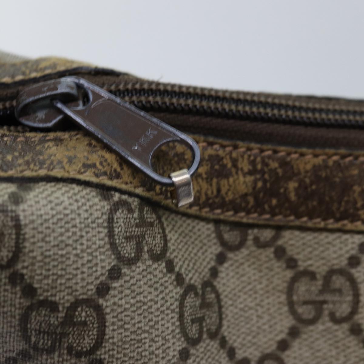 GUCCI GG Supreme Web Sherry Line Shoulder Bag PVC Leather Beige ki4490