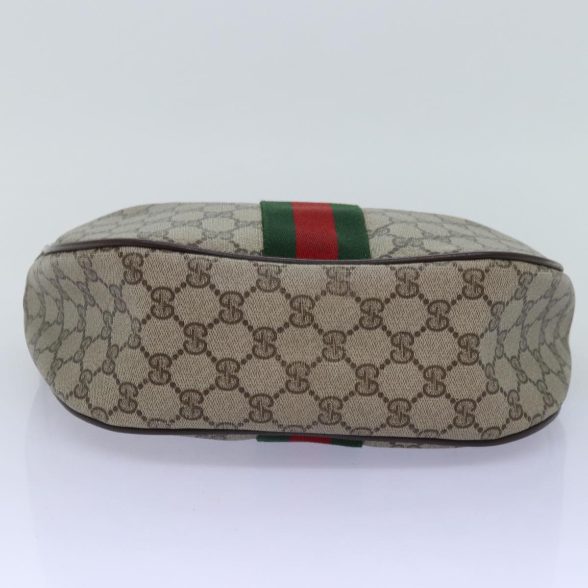 GUCCI GG Supreme Web Sherry Line Shoulder Bag PVC Leather Beige ki4490