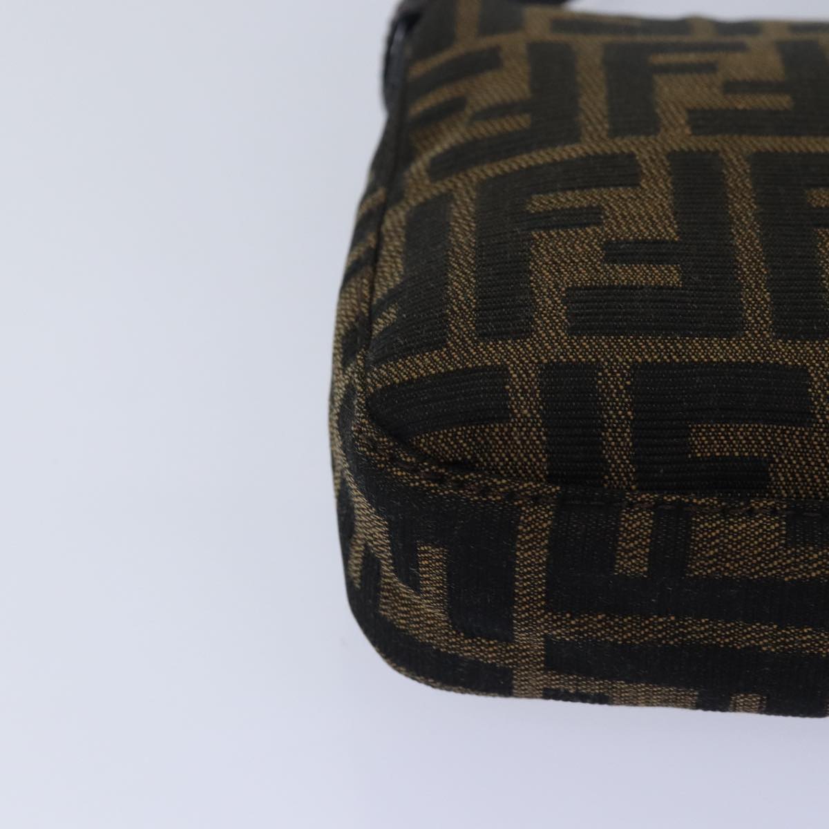 FENDI Zucca Canvas Mamma Baguette Shoulder Bag Brown Black ki4559A