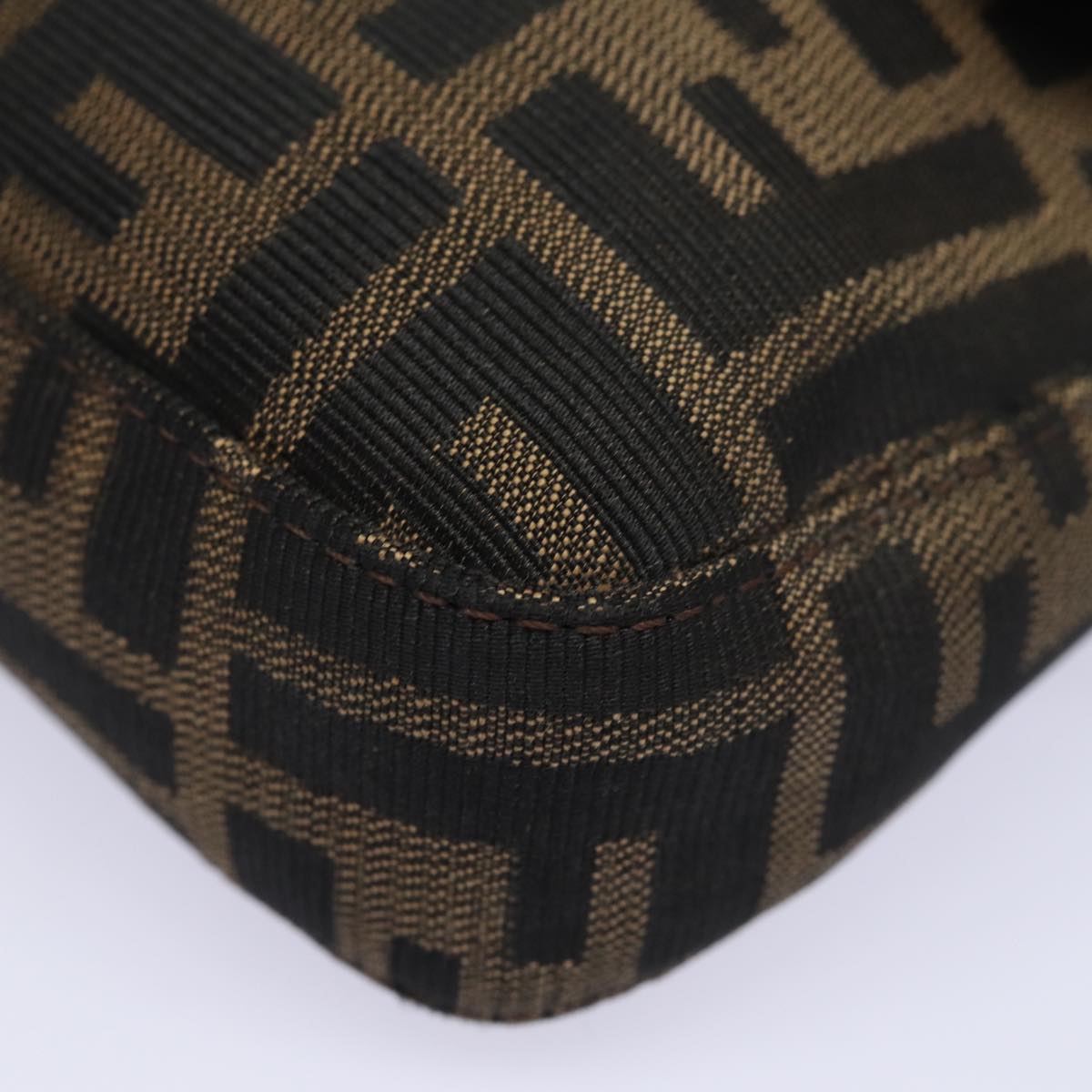 FENDI Zucca Canvas Mamma Baguette Shoulder Bag Brown Black ki4560