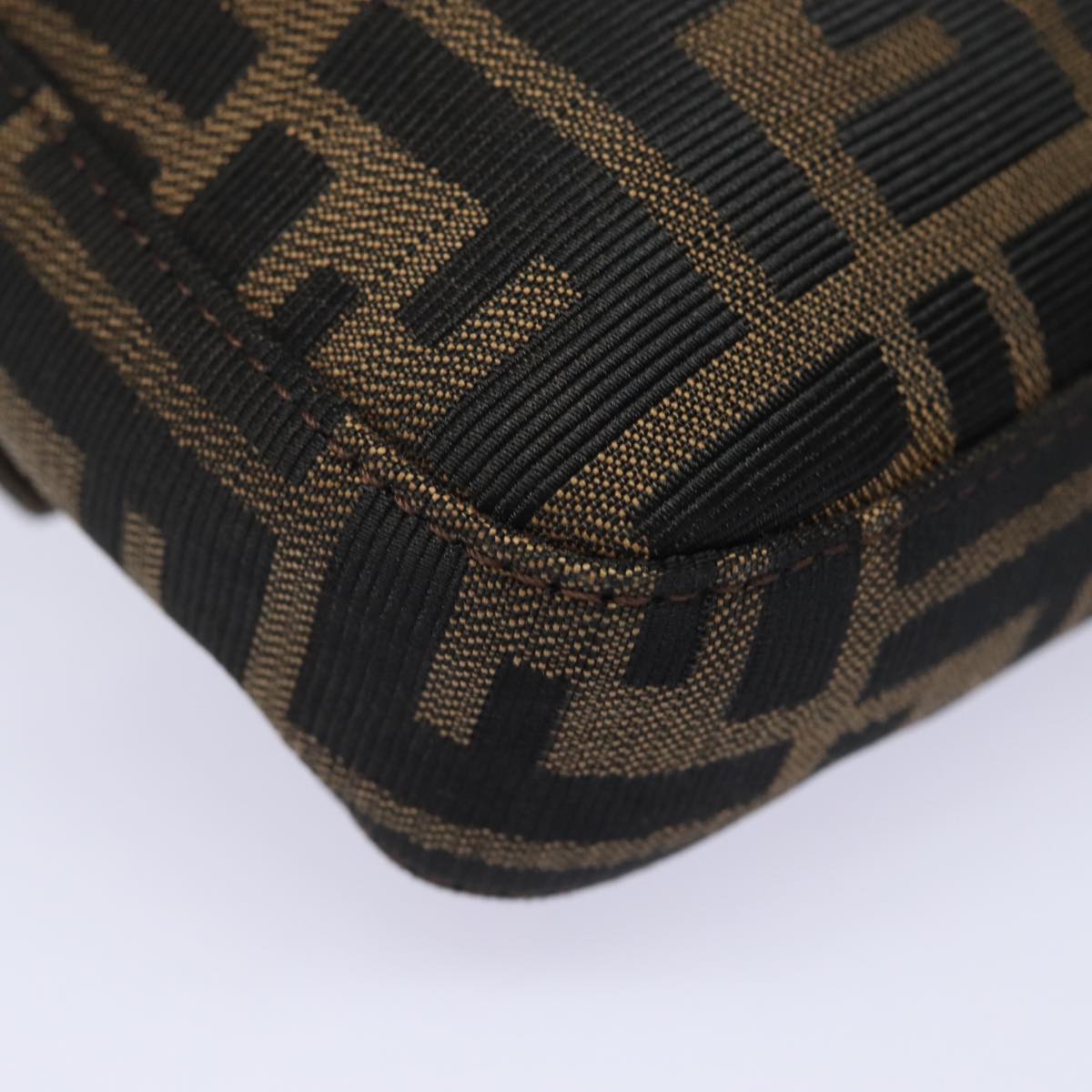 FENDI Zucca Canvas Mamma Baguette Shoulder Bag Brown Black ki4560
