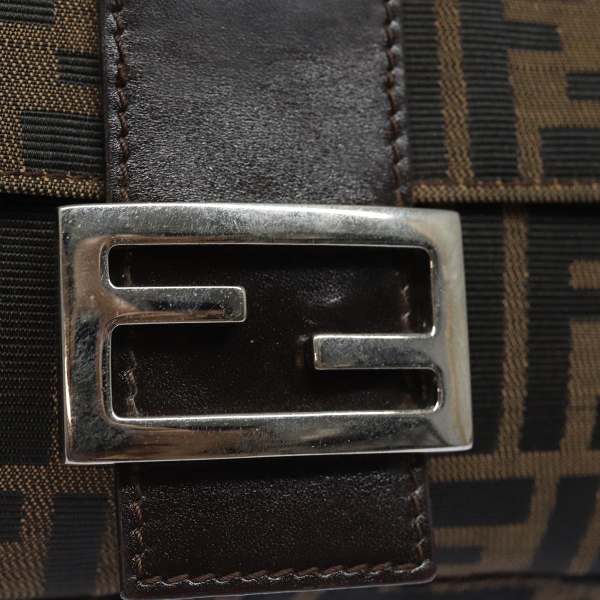 FENDI Zucca Canvas Mamma Baguette Shoulder Bag Brown Black ki4560