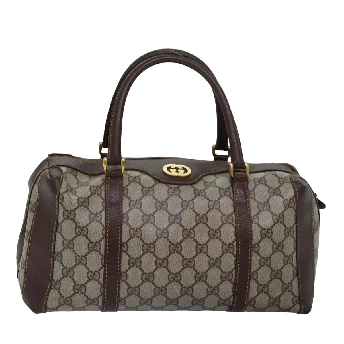 GUCCI GG Supreme Mini Boston Bag PVC Beige ki4575