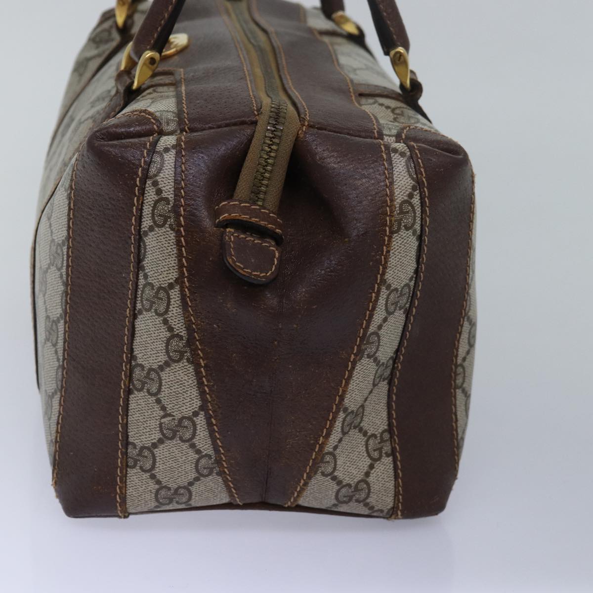 GUCCI GG Supreme Mini Boston Bag PVC Beige ki4575