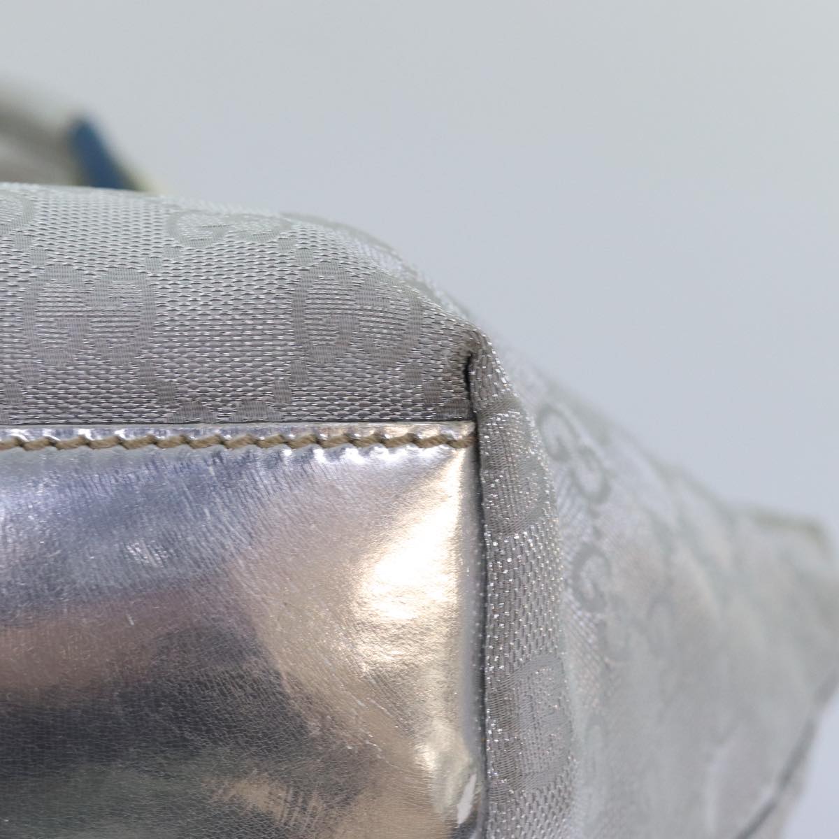 GUCCI GG Canvas Sherry Line Tote Bag Silver Gray 131228 ki4597