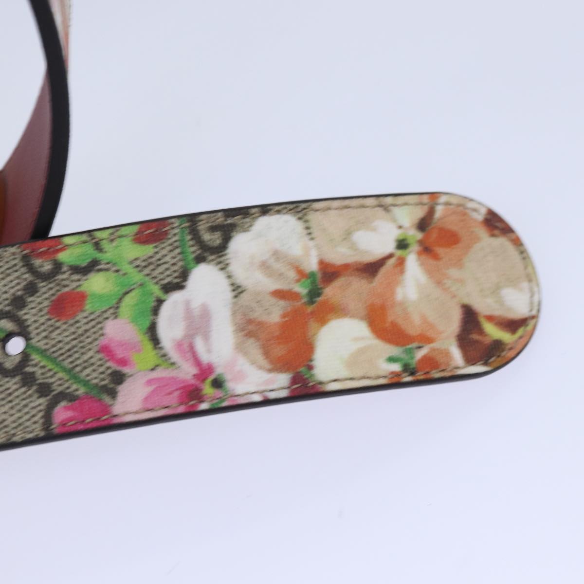 GUCCI GG Blooms Belt PVC 37.4"" Beige 370543 ki4672