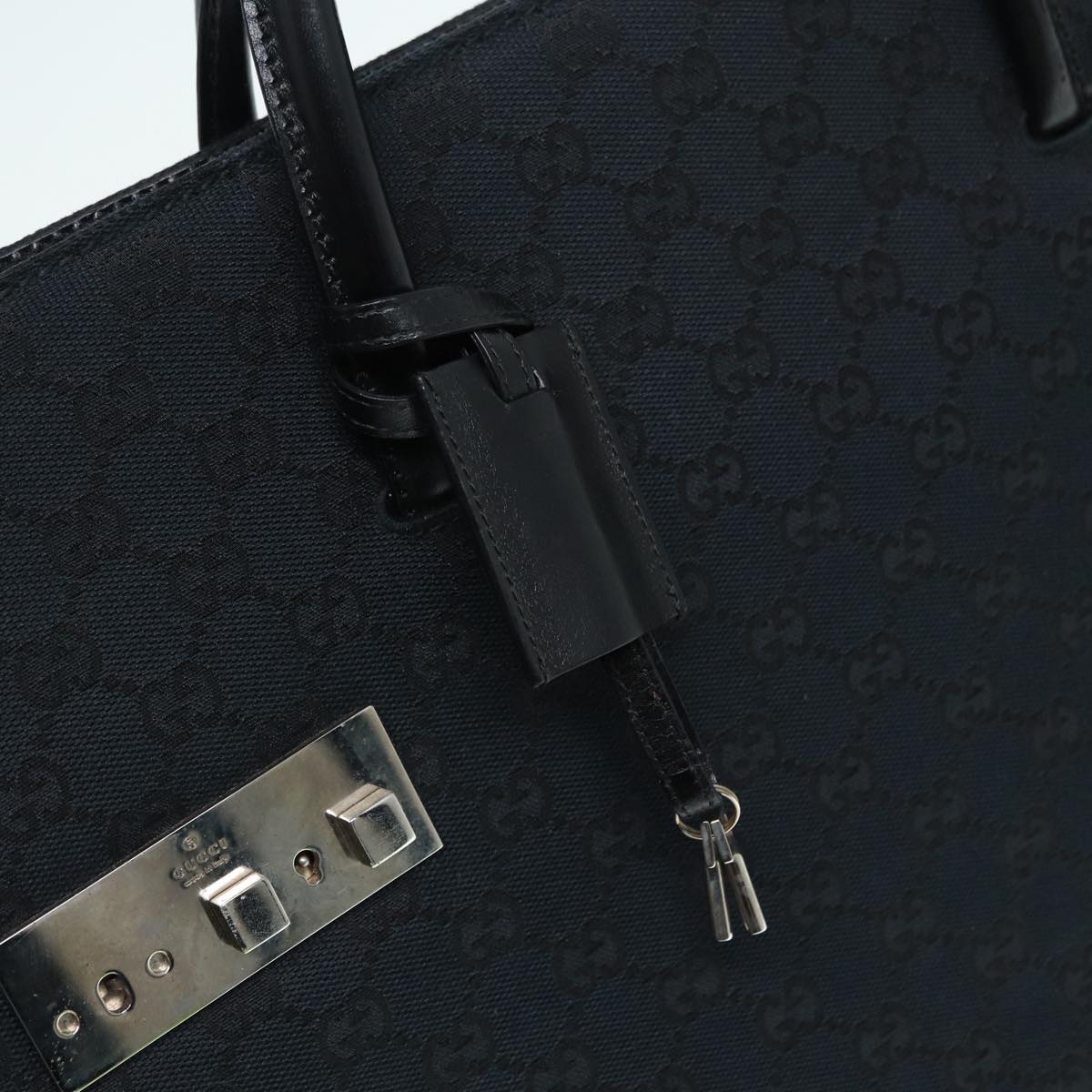 GUCCI GG Canvas Business Bag Black Silver 015 3708 ki4743