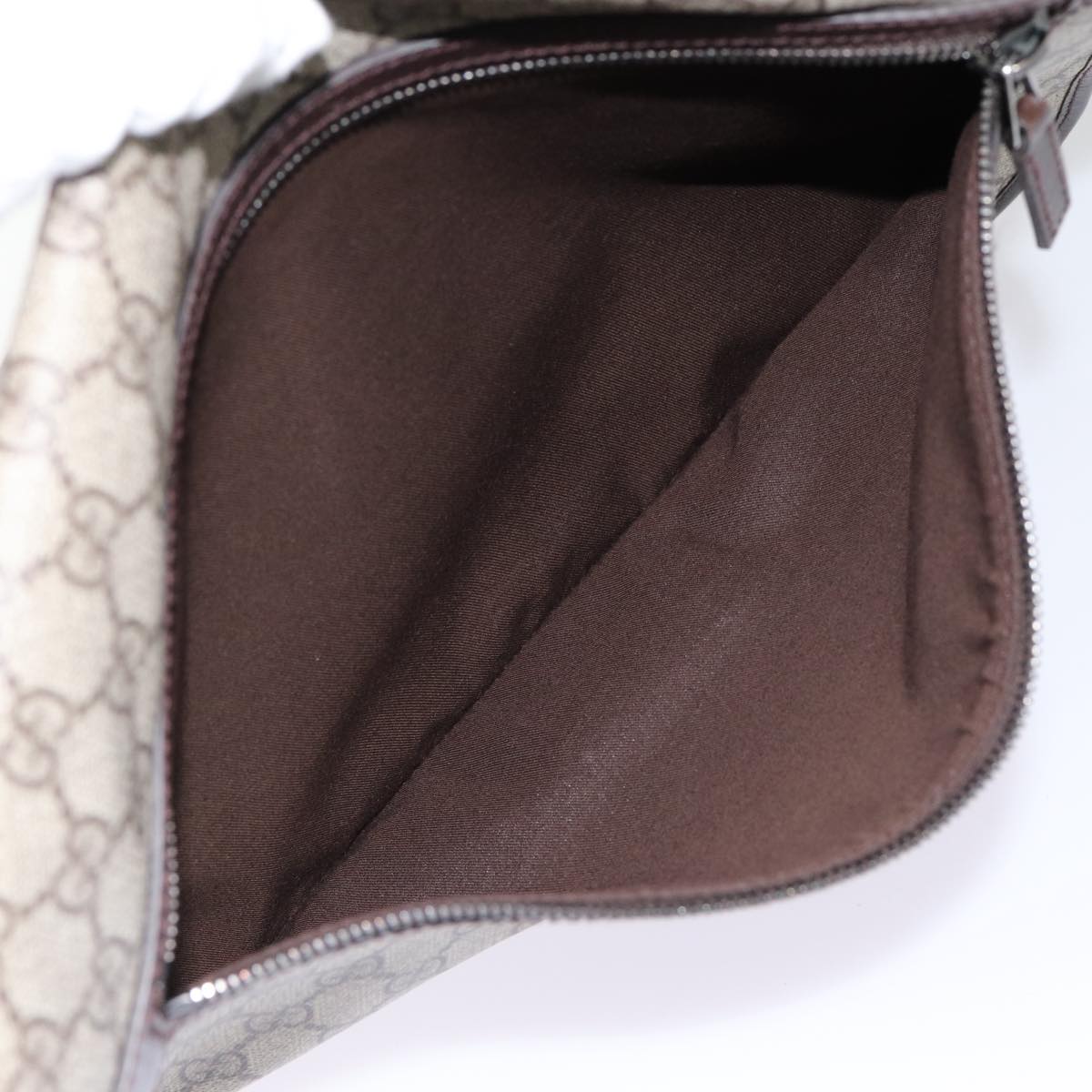 GUCCI GG Supreme Web Sherry Line Shoulder Bag PVC Beige Silver ki4747