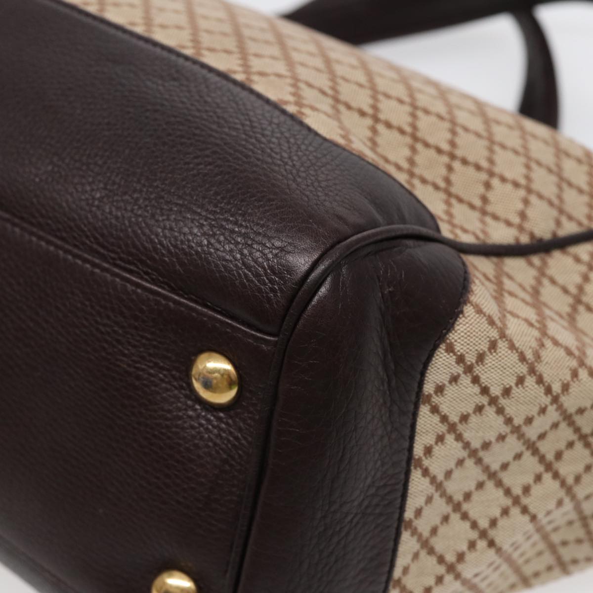 GUCCI Diamante Hand Bag Canvas Beige Gold 251826 ki4830