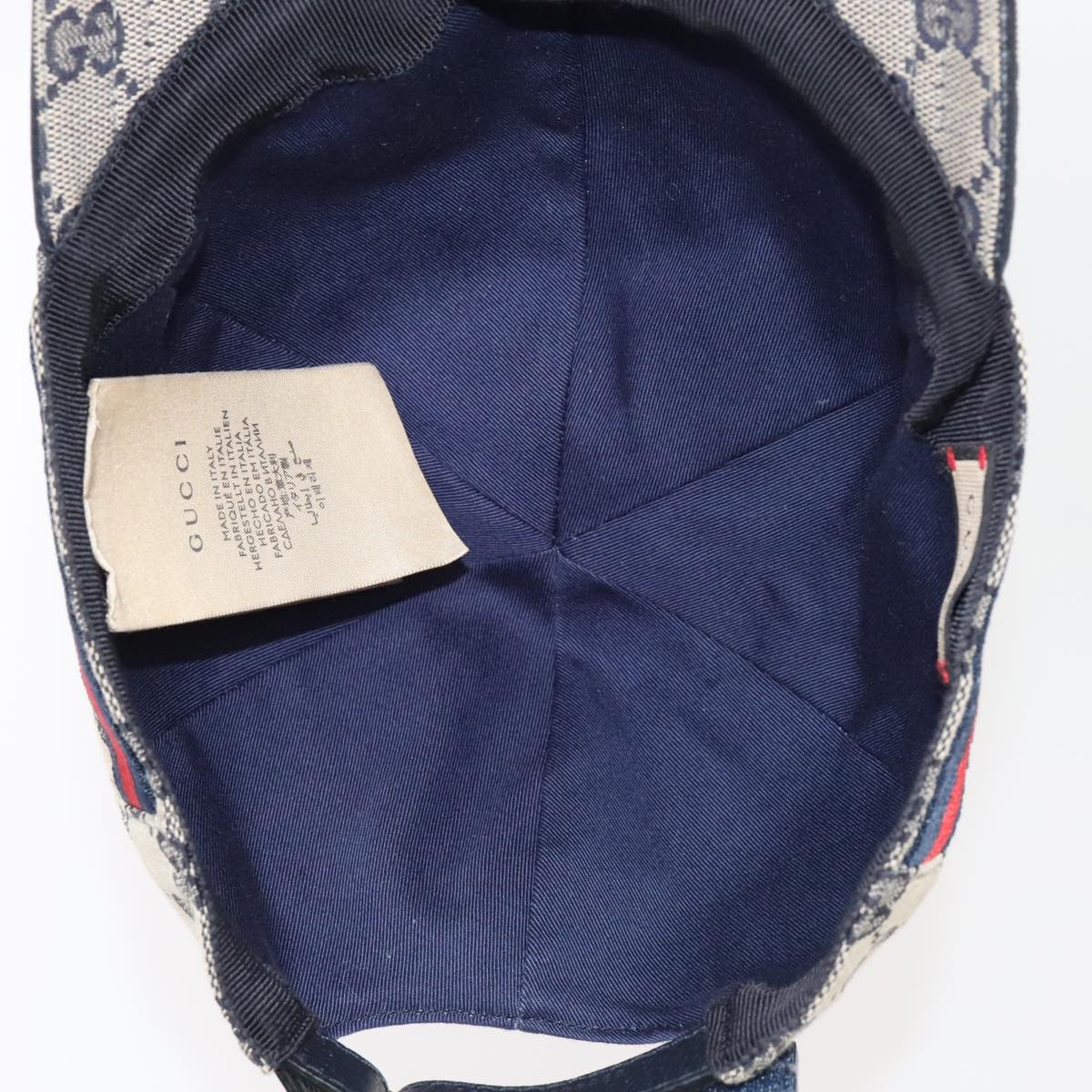 GUCCI GG Canvas Sherry Line Baseball Cap XL Red Navy 696845 ki4846
