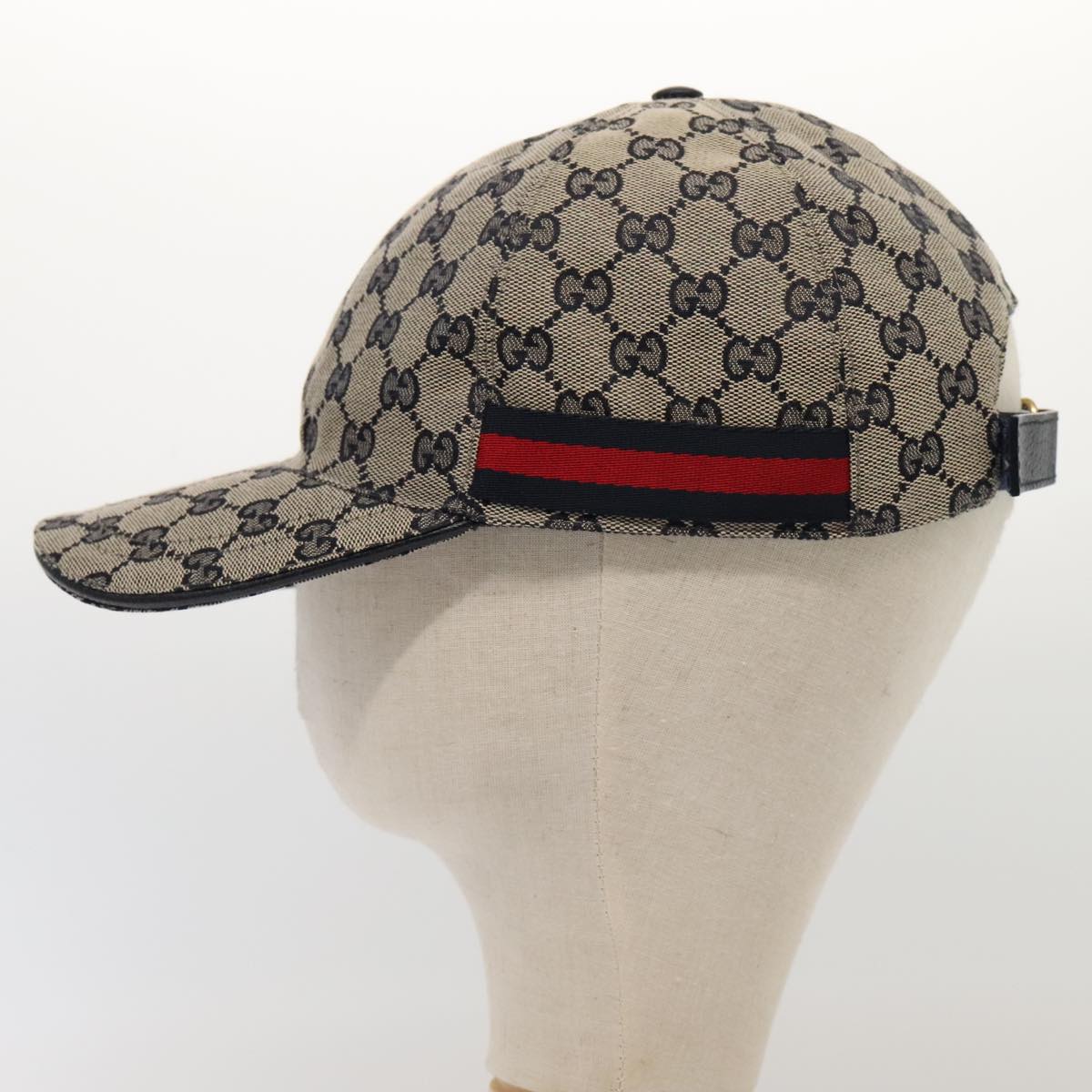 GUCCI GG Canvas Sherry Line Baseball Cap XL Red Navy 696845 ki4846
