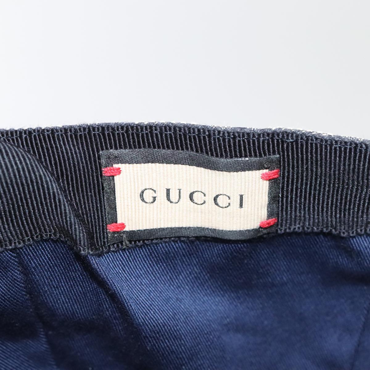 GUCCI GG Canvas Sherry Line Baseball Cap XL Red Navy 696845 ki4846