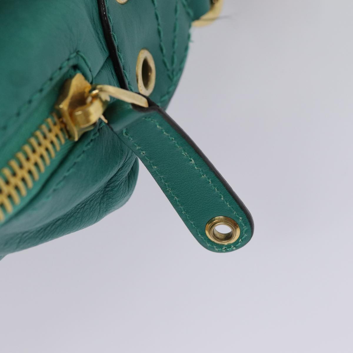 GUCCI Backpack Leather Green Gold ki4889