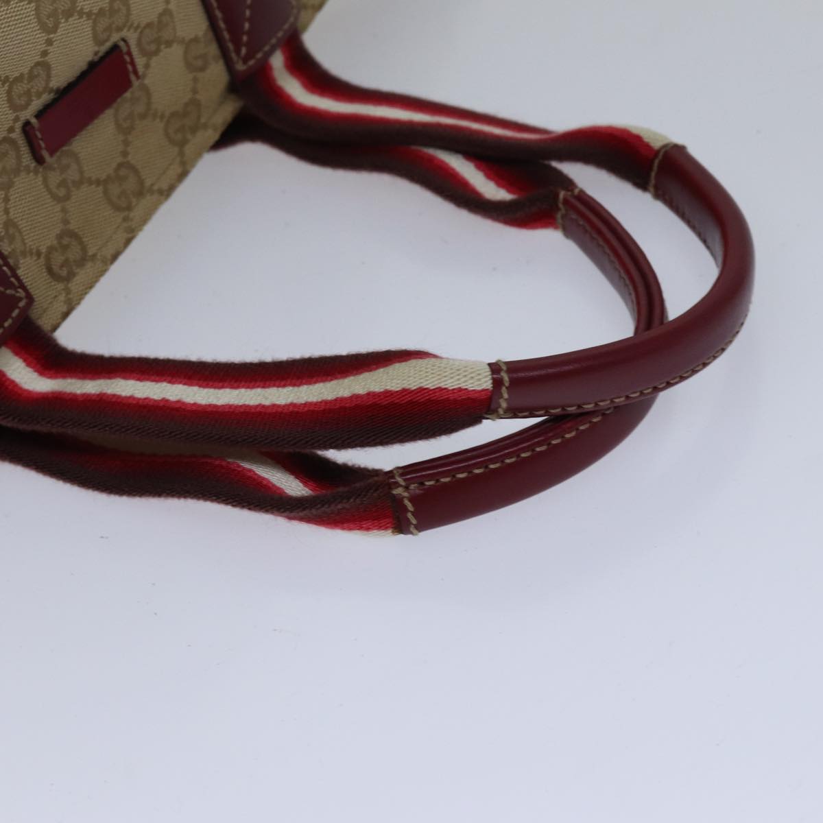 GUCCI GG Canvas Sherry Line Shoulder Bag Beige Red ki4899