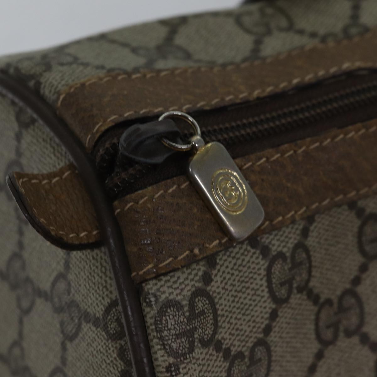 GUCCI GG Canvas Web Sherry Line Boston Bag PVC Beige Red Green ki4901