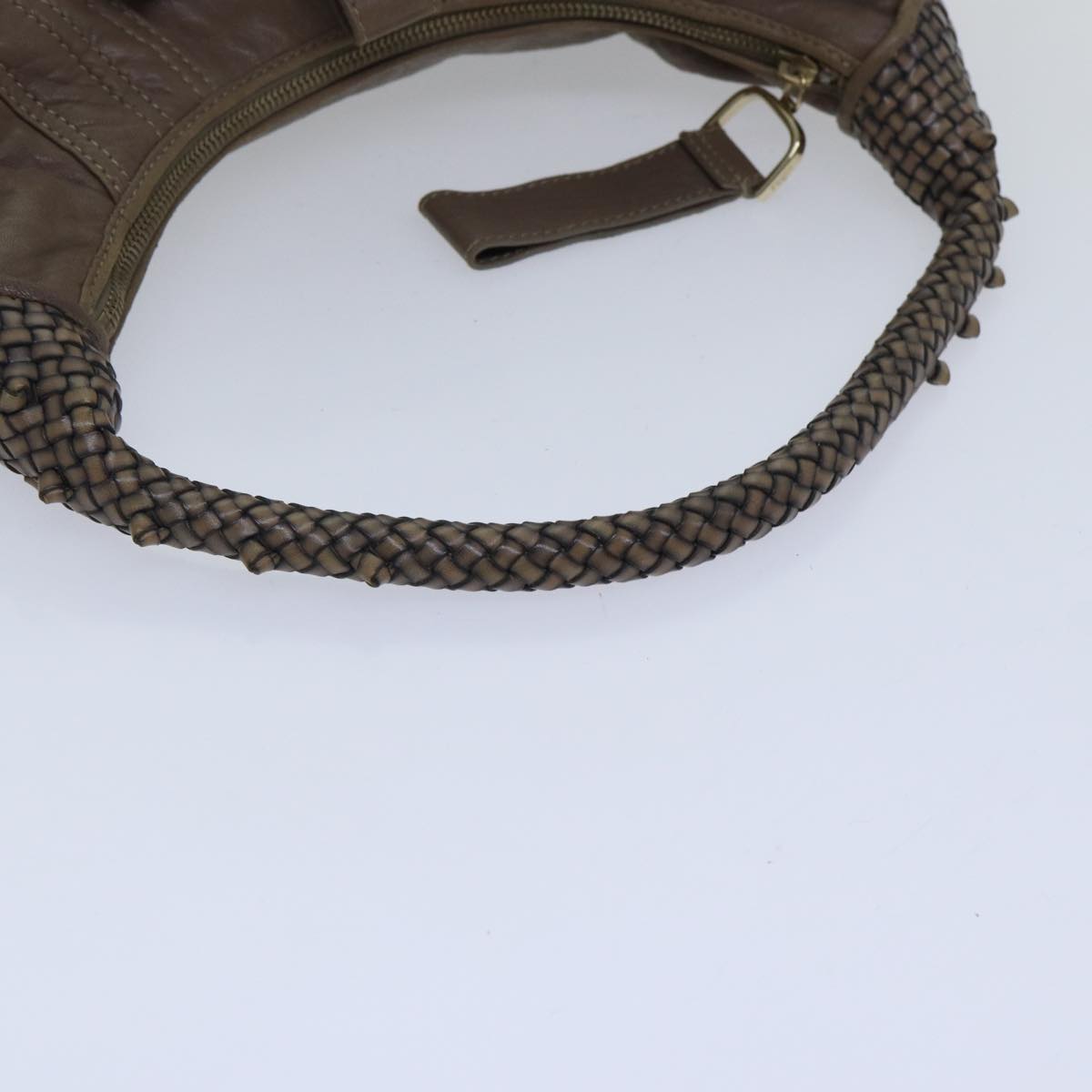 FENDI Zucca Shoulder Bag Leather Beige ki4903