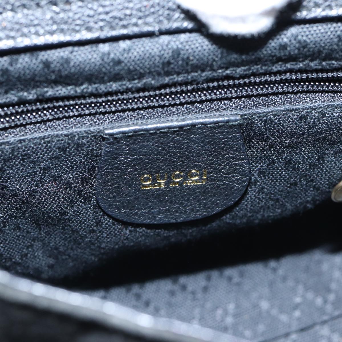GUCCI Bamboo Hand Bag Suede Black ki4913