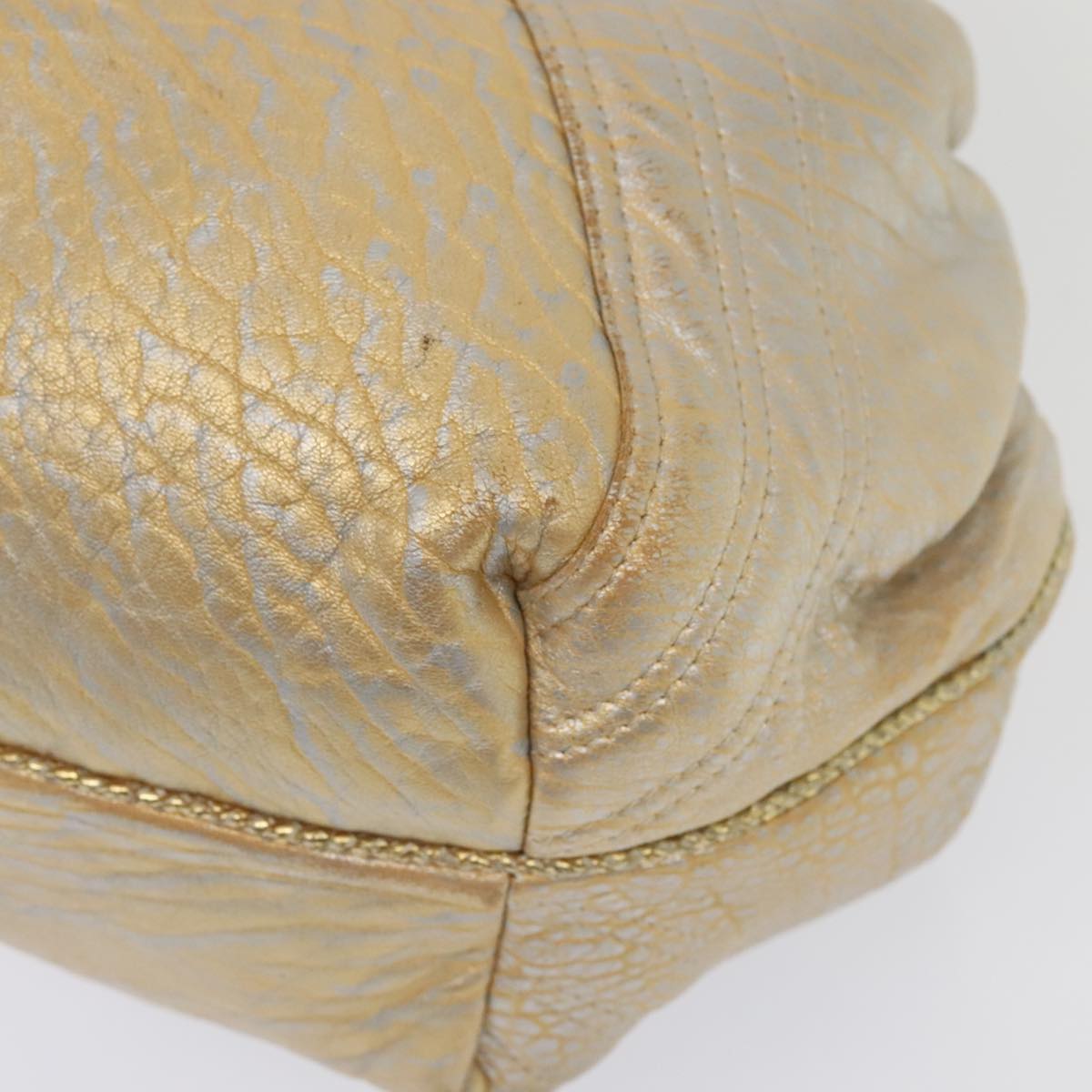 FENDI Spy Hand Bag Leather Gold Tone ki4970