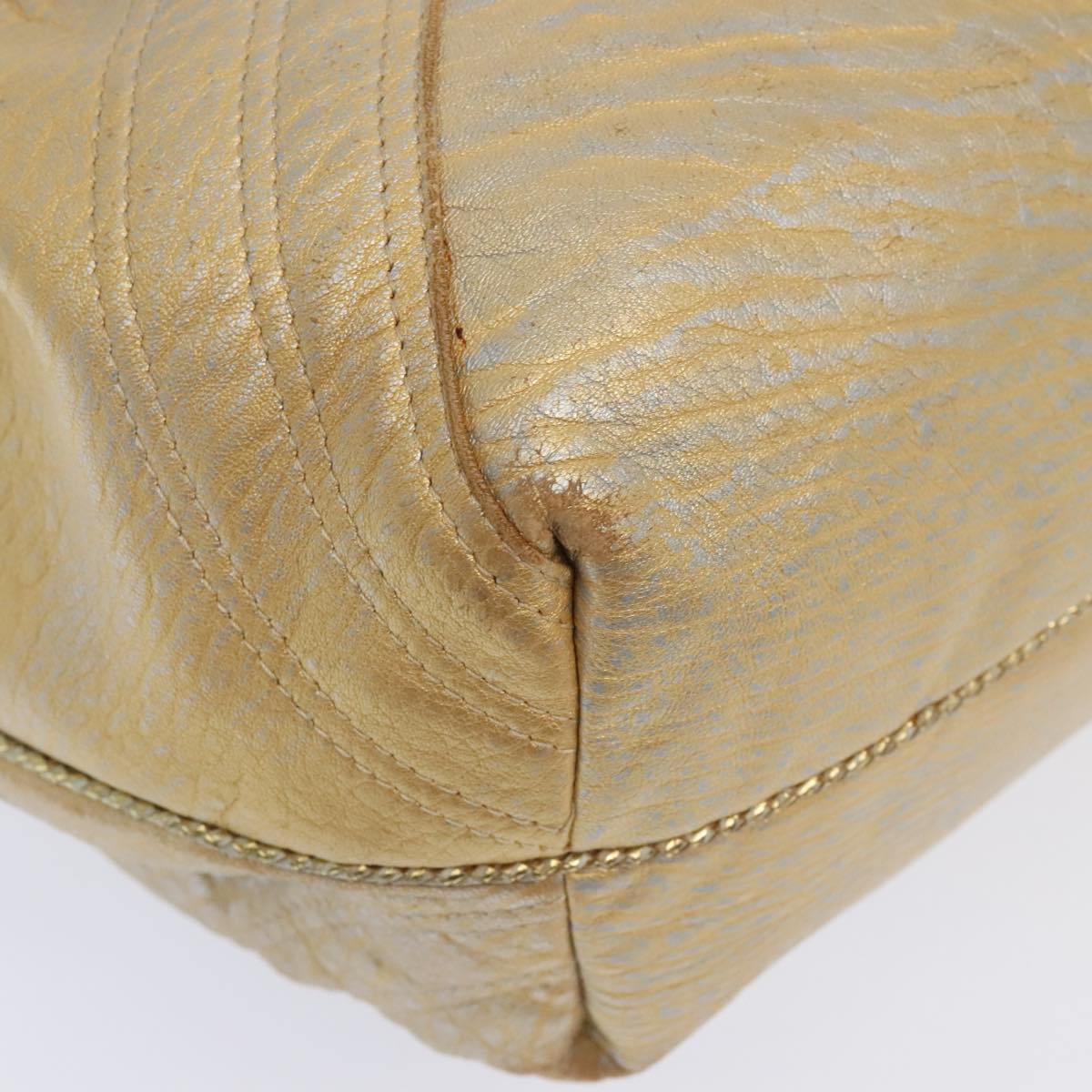 FENDI Spy Hand Bag Leather Gold Tone ki4970