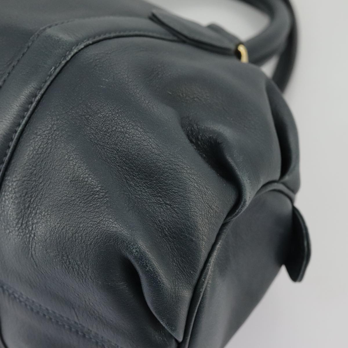 GUCCI Mini Boston Bag Leather Navy Gold ki5045
