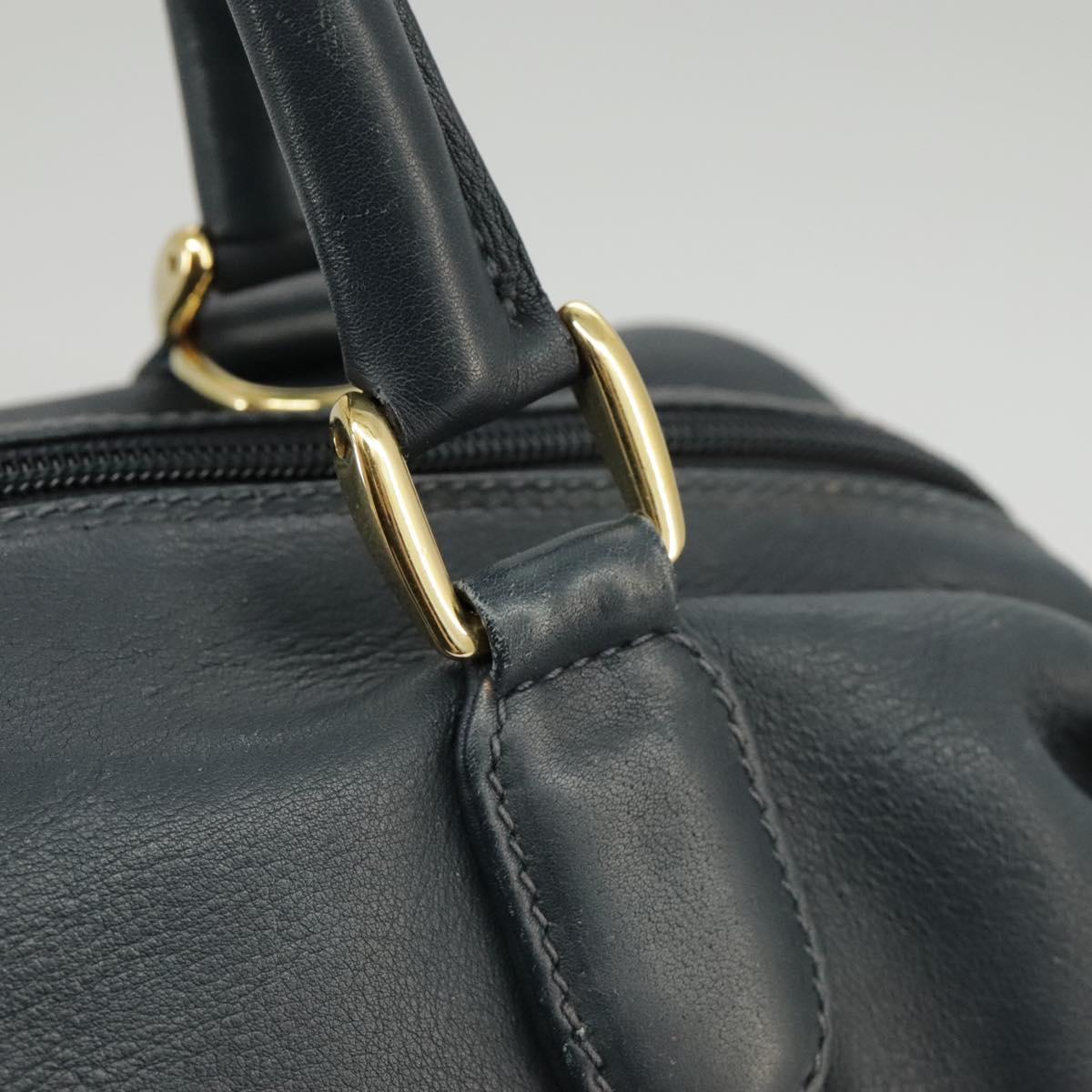 GUCCI Mini Boston Bag Leather Navy Gold ki5045