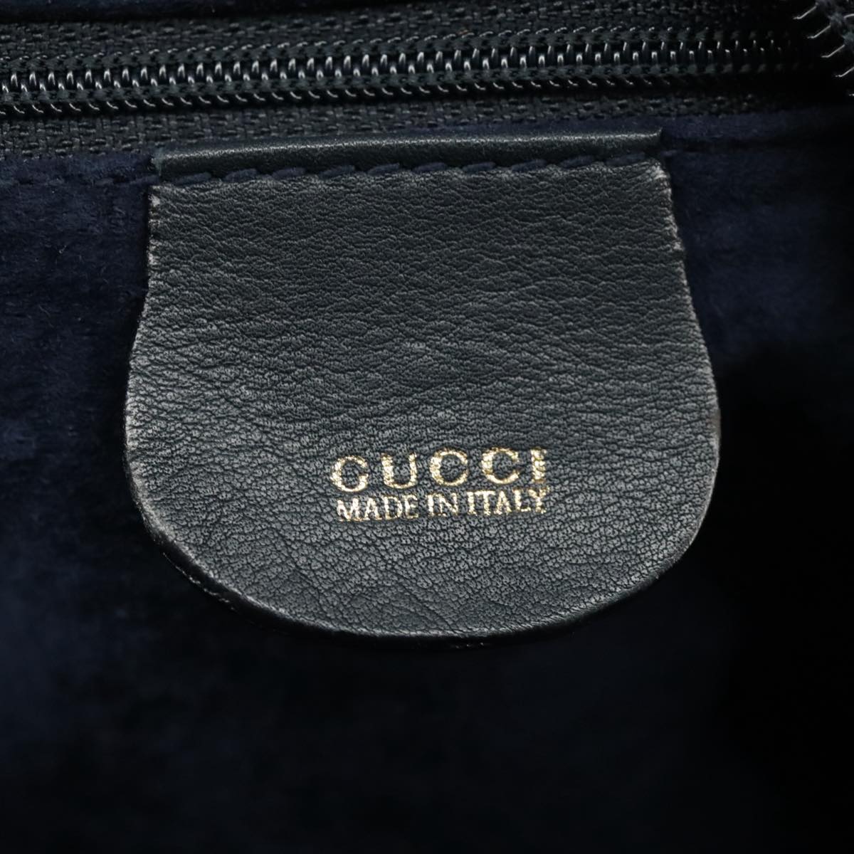 GUCCI Mini Boston Bag Leather Navy Gold ki5045