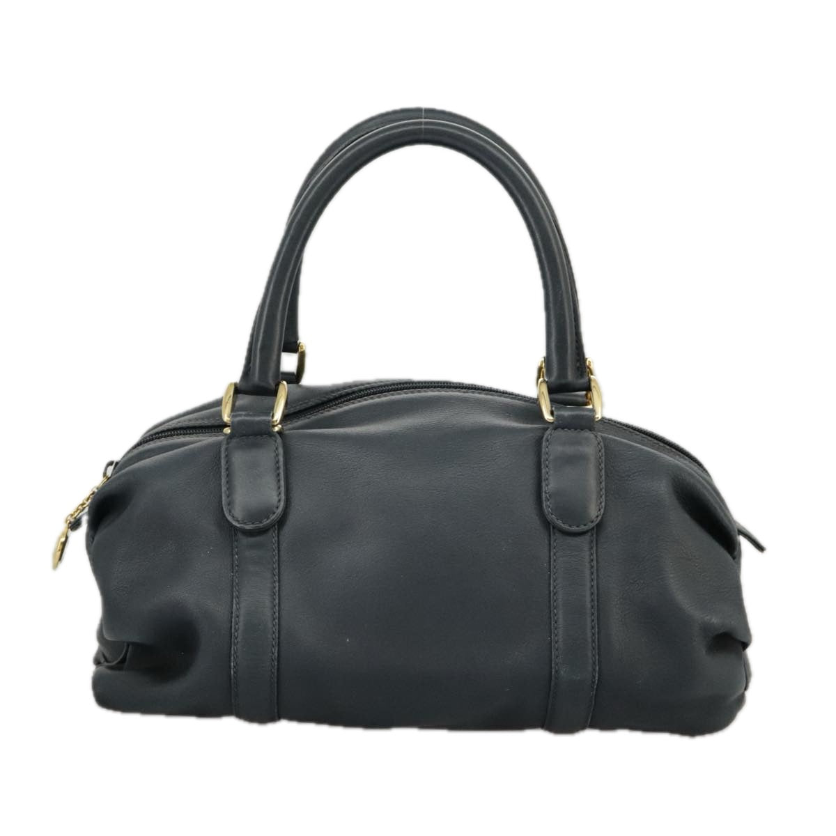 GUCCI Mini Boston Bag Leather Navy Gold ki5045