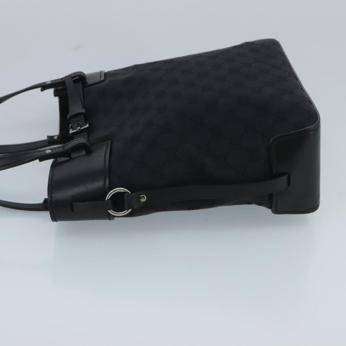 GUCCI GG Canvas Tote Bag Black Silver 107757 ki5048