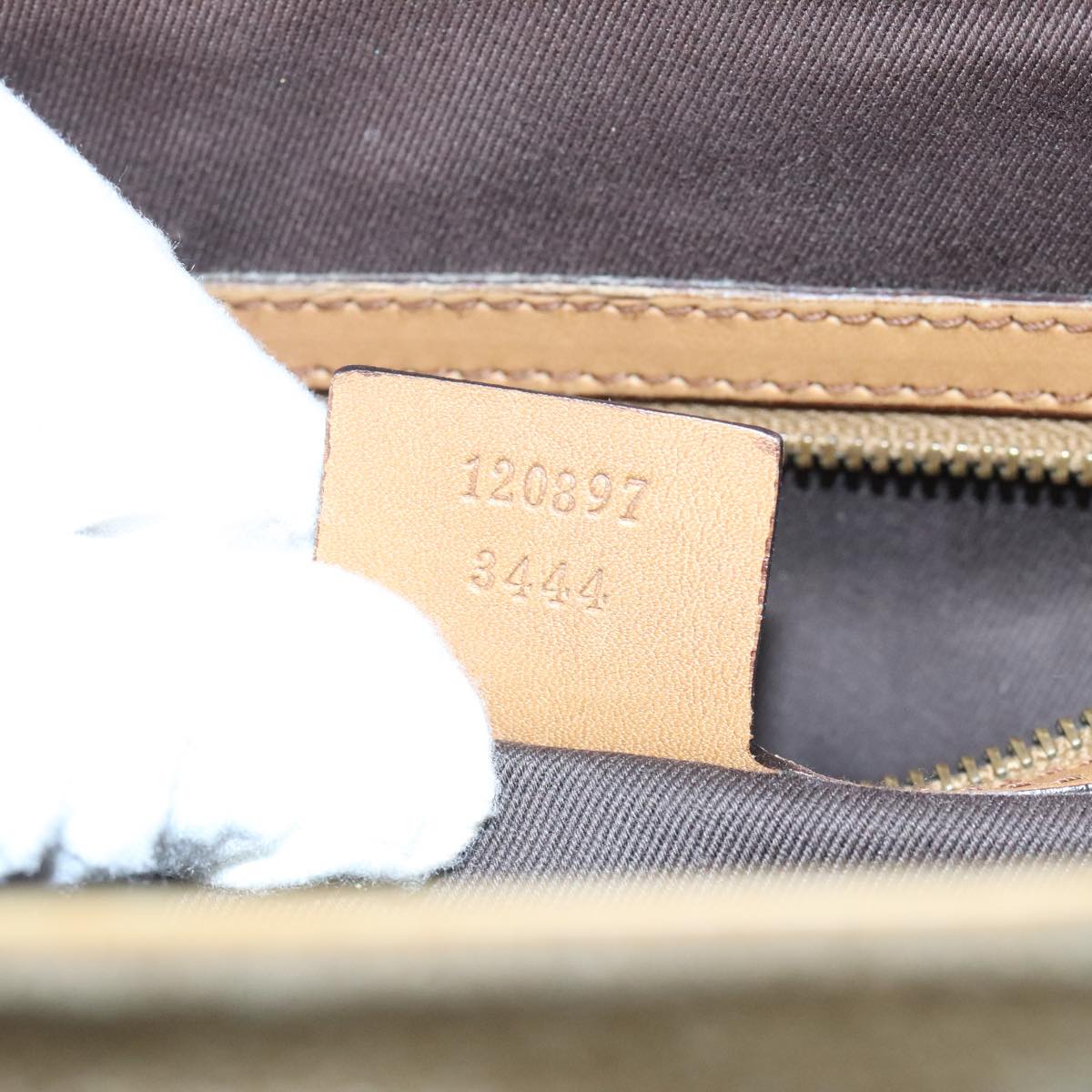 GUCCI GG Canvas Tote Bag Suede Studs Brown Gold 120897 ki5094