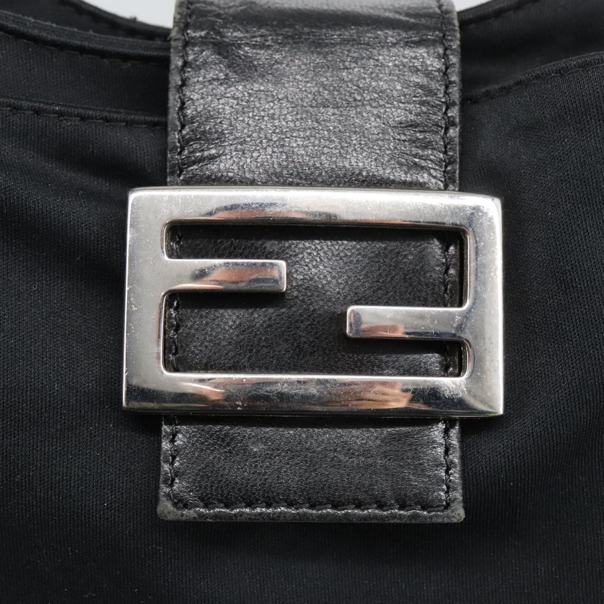 FENDI Mamma Baguette Shoulder Bag Nylon Black Silver ki5124