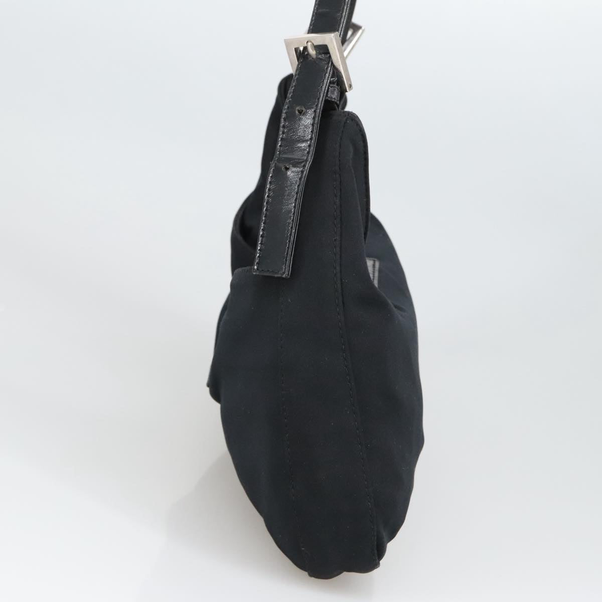 FENDI Mamma Baguette Shoulder Bag Nylon Black Silver ki5124