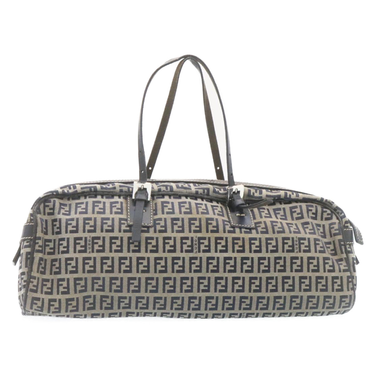 FENDI Zucchino Canvas Hand Bag Navy Blue kk054