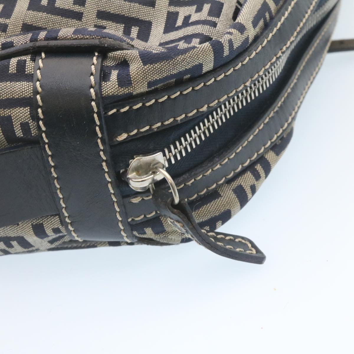 FENDI Zucchino Canvas Hand Bag Navy Blue kk054