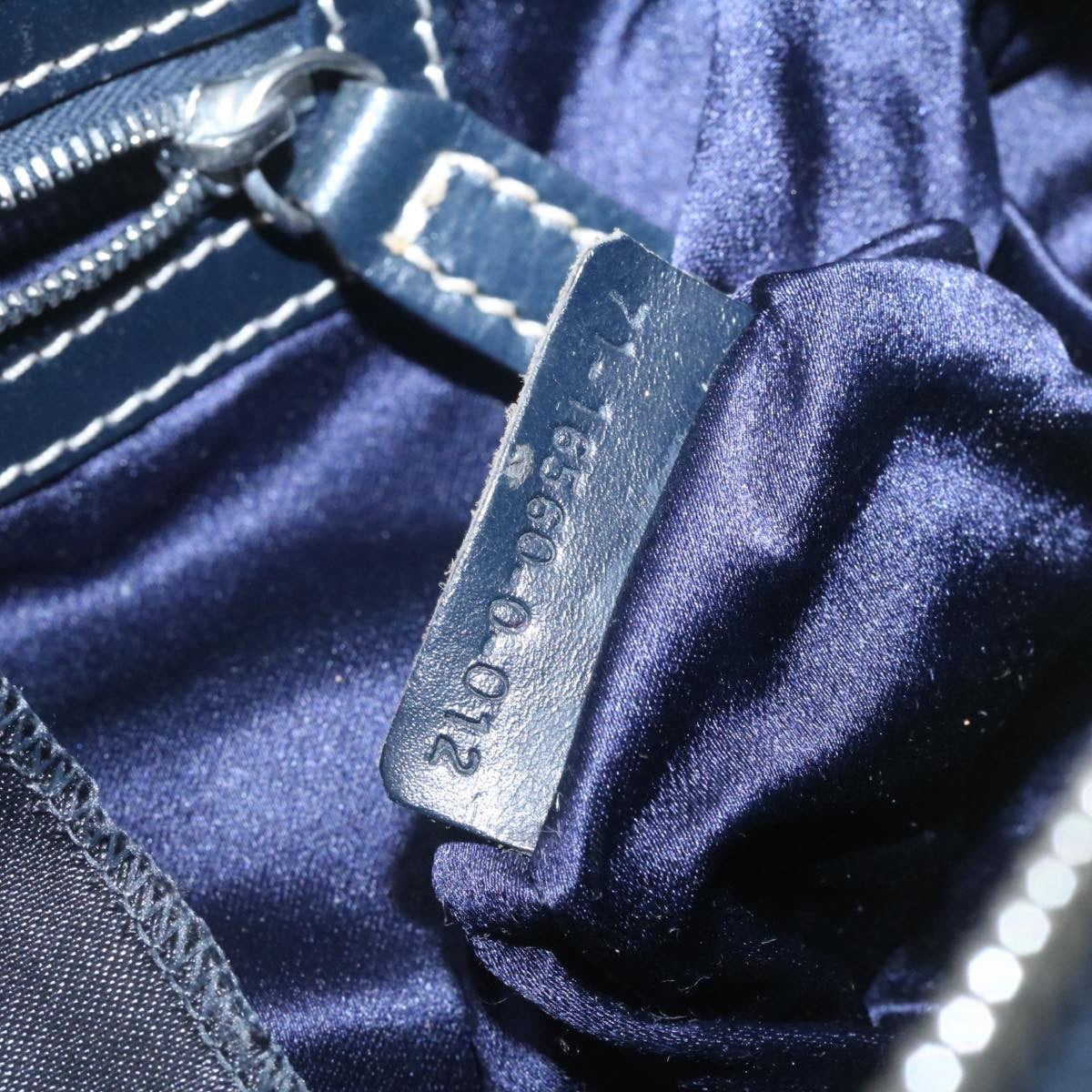 FENDI Zucchino Canvas Hand Bag Navy Blue kk054