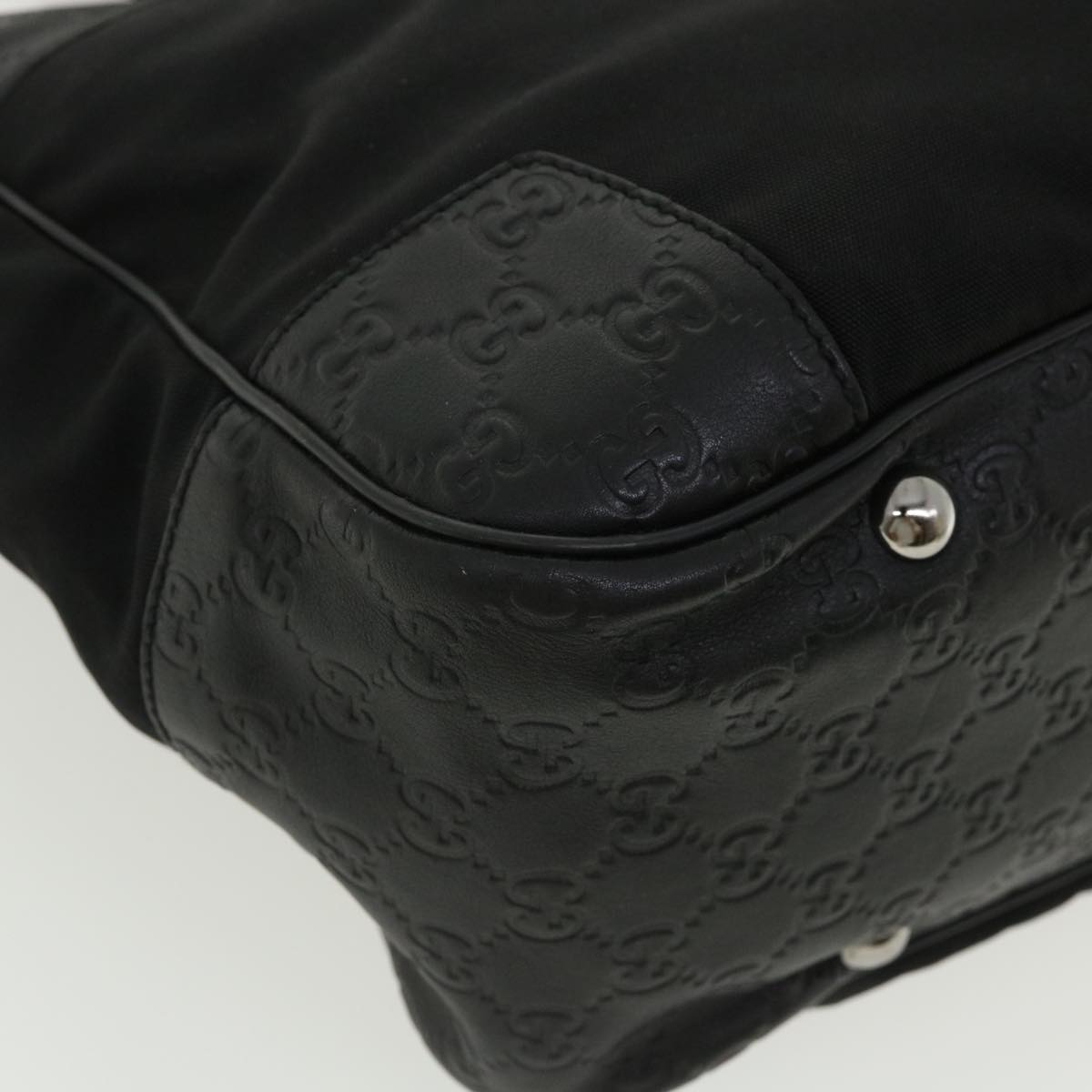 GUCCI Guccissima Tote Bag Canvas Leather Black kk141