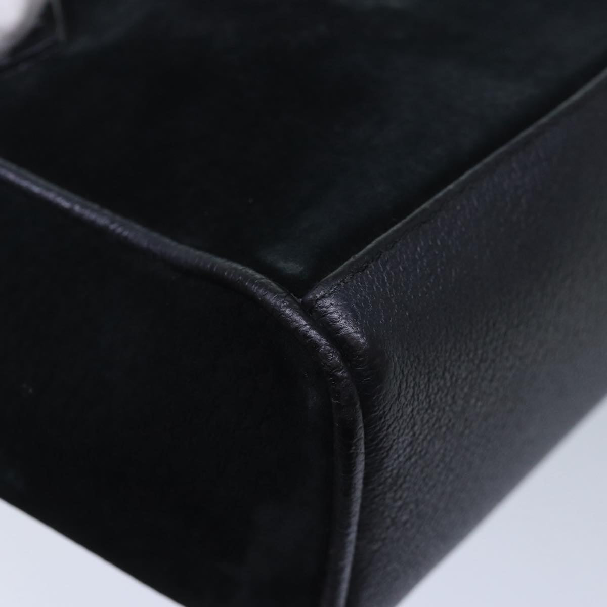 GUCCI Bamboo Hand Bag Suede 2way Black kk266