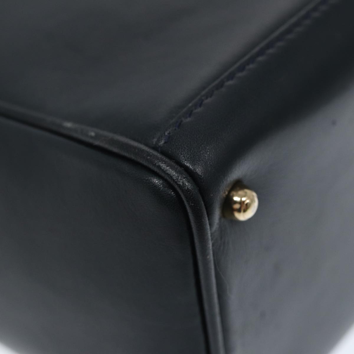 GUCCI Bamboo Hand Bag Leather 2way Navy Gold 000 122 0316 kk290