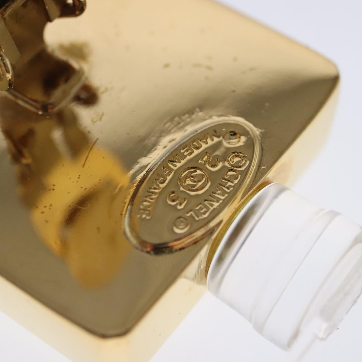 CHANEL Perfume Bottle Earring metal Gold CC kk361
