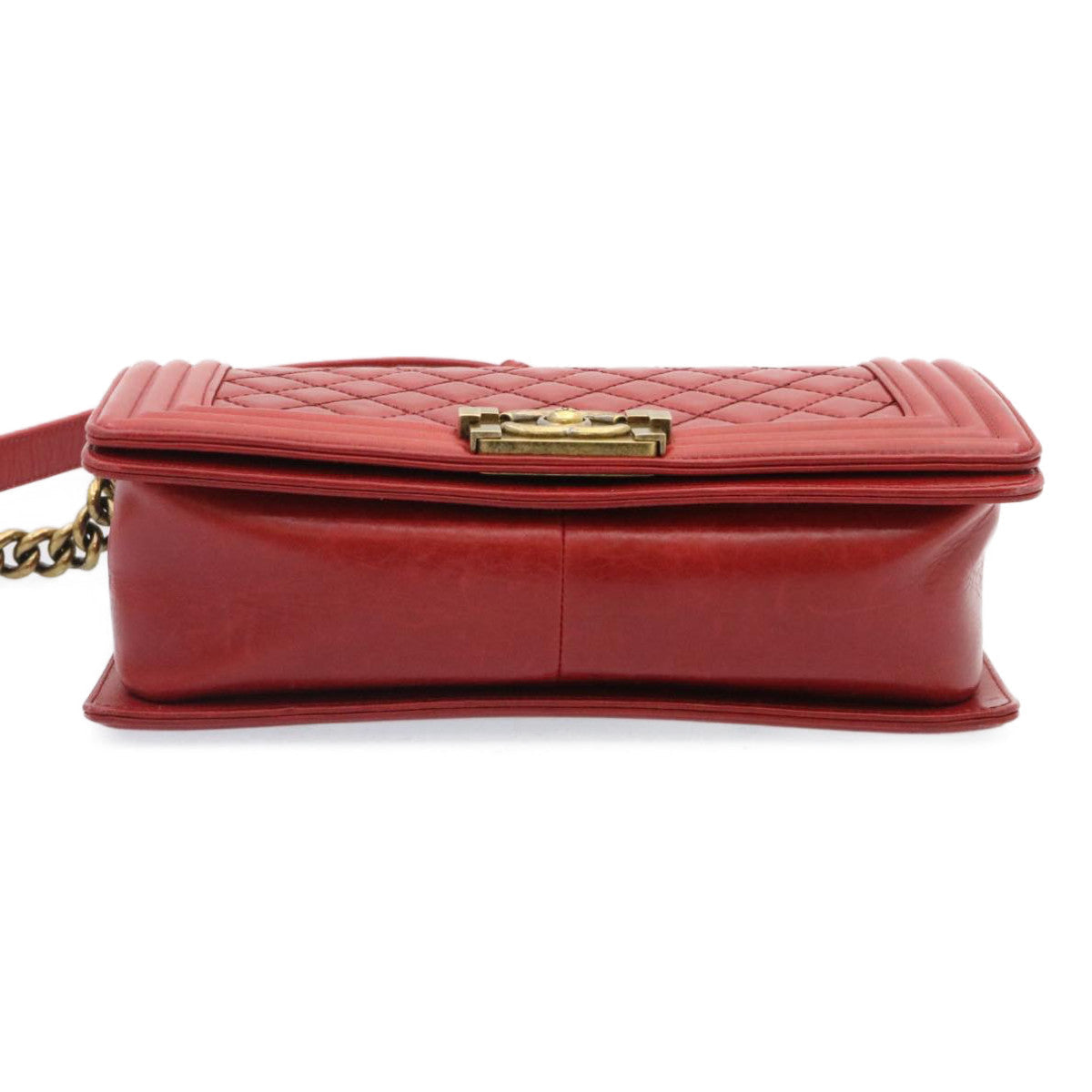 CHANEL Boy Chanel Matelasse Chain Flap Shoulder Bag Leather Red CC knn010
