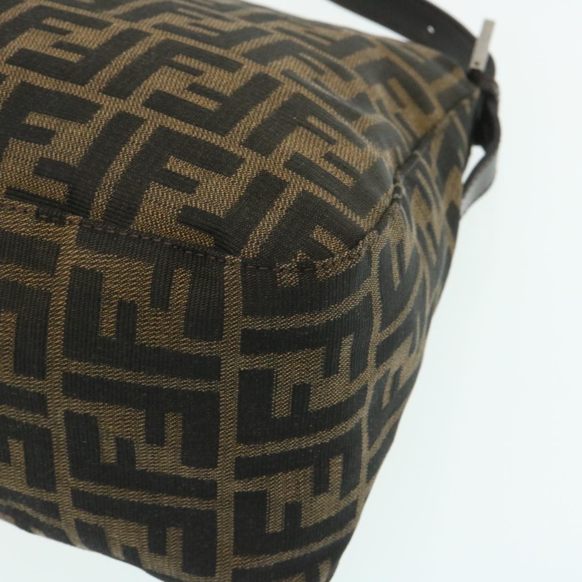 FENDI Zucca Canvas Mamma Baguette Shoulder Bag Brown Black lt358