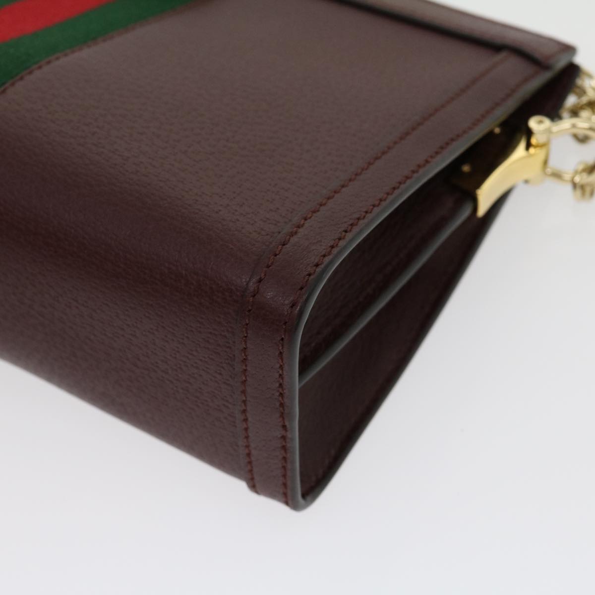 GUCCI Marmont WebSherry Line Shoulder Bag Leather Red 503877493075 lt580