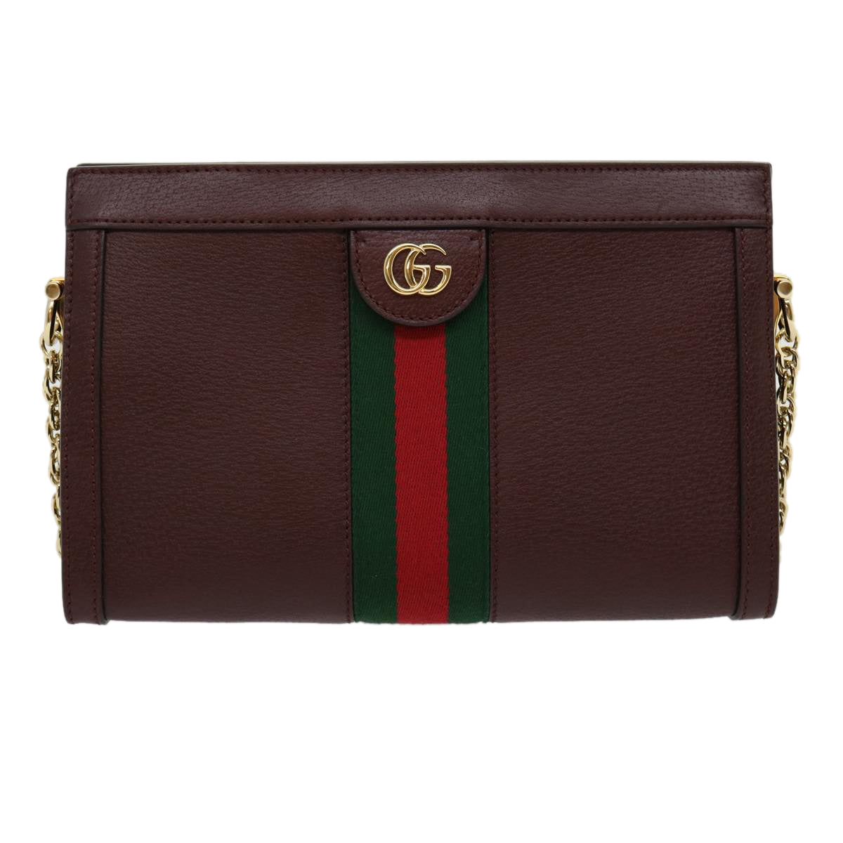 GUCCI Marmont WebSherry Line Shoulder Bag Leather Red 503877493075 lt580