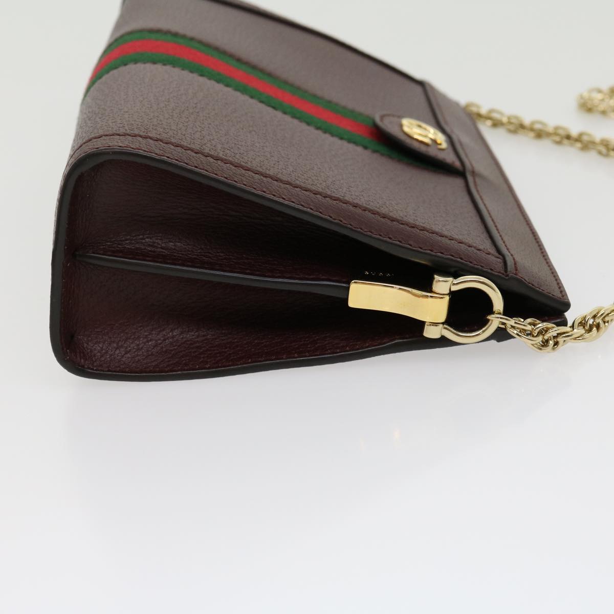 GUCCI Marmont WebSherry Line Shoulder Bag Leather Red 503877493075 lt580