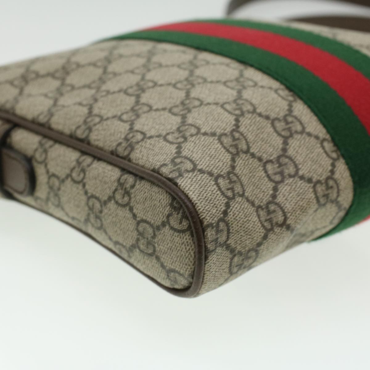 GUCCI GG Canvas Web Sherry Line Shoulder Bag Beige Red Green lt689