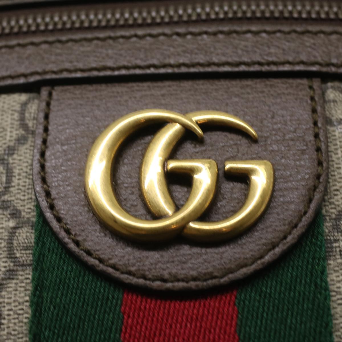 GUCCI GG Canvas Web Sherry Line Shoulder Bag Beige Red Green lt689