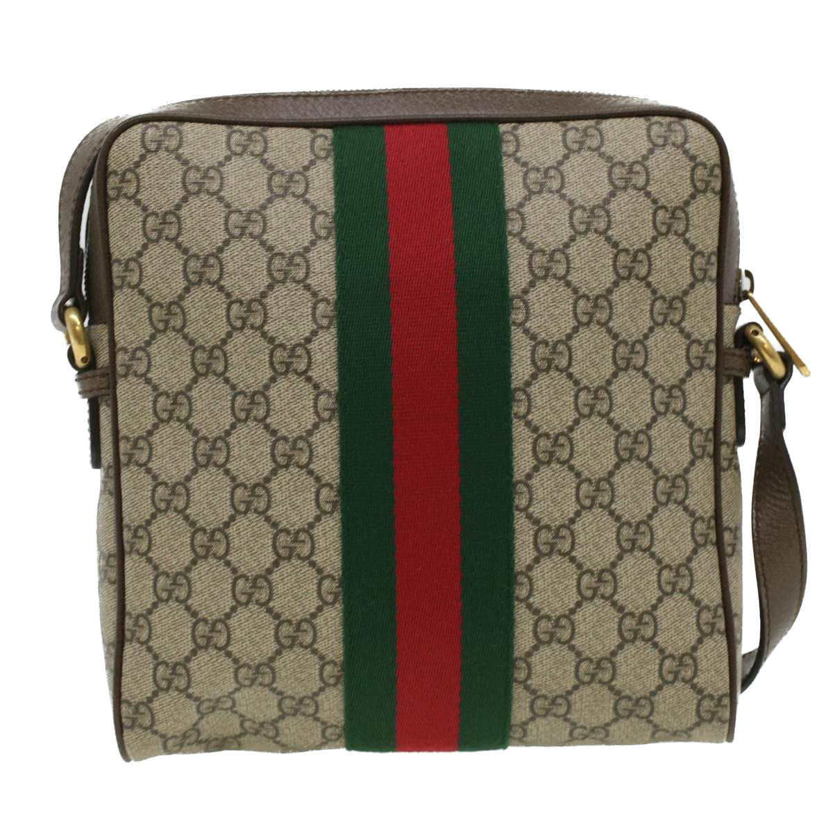 GUCCI GG Canvas Web Sherry Line Shoulder Bag Beige Red Green lt689