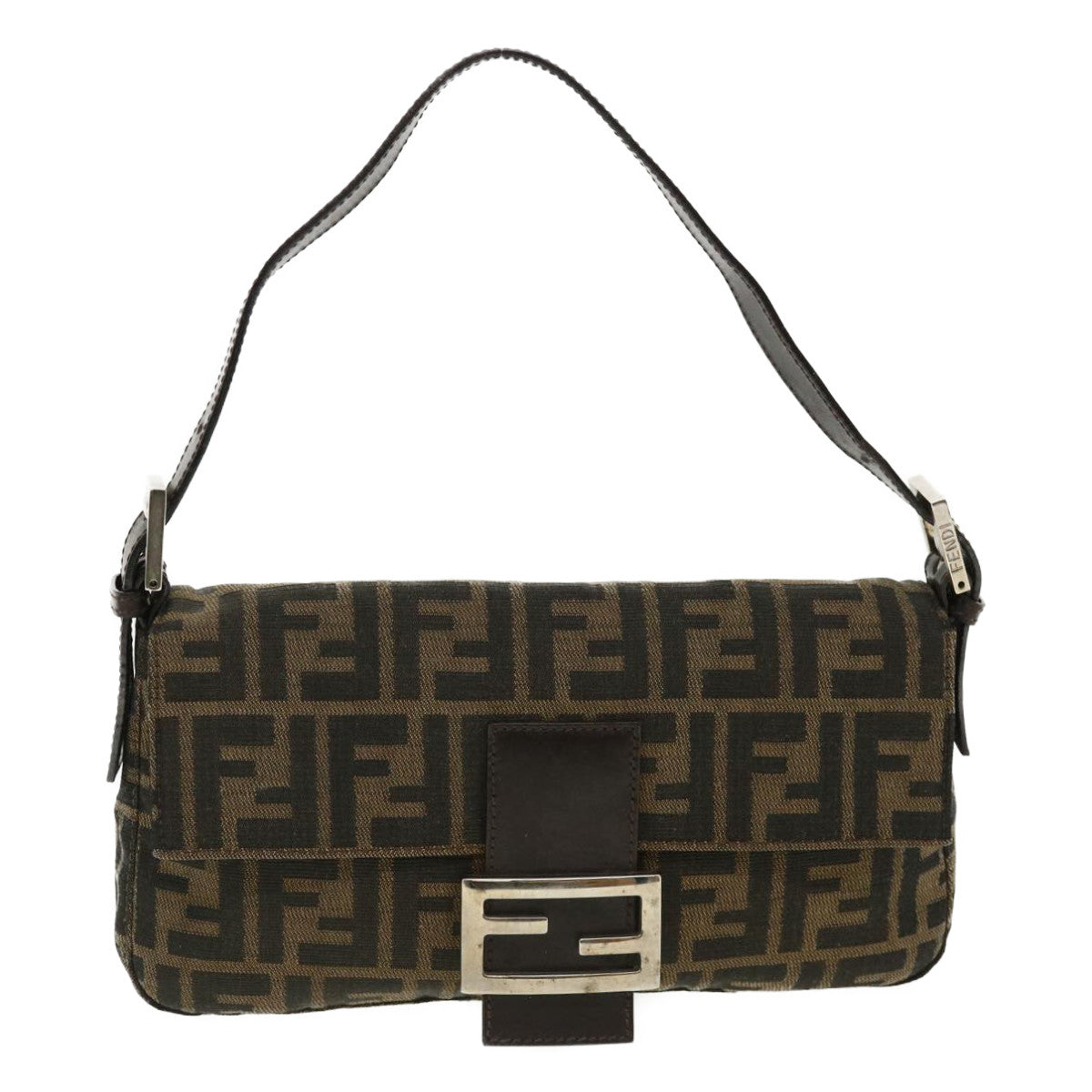FENDI Zucca Canvas Mamma Baguette Shoulder Bag Brown lt691