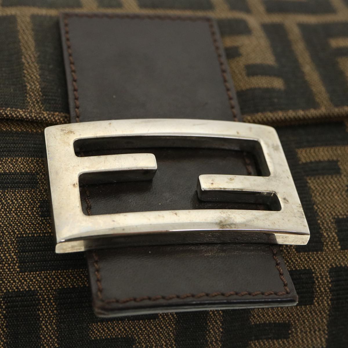 FENDI Zucca Canvas Mamma Baguette Shoulder Bag Brown lt691