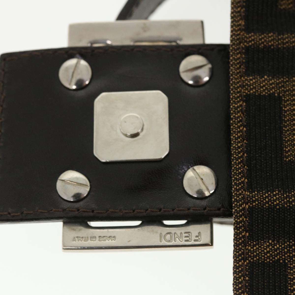 FENDI Zucca Canvas Mamma Baguette Shoulder Bag Brown lt693